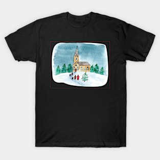 Family walking in winter clothes T-Shirt